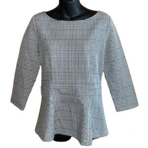 Ann Taylor plaid peplum top NWT size M